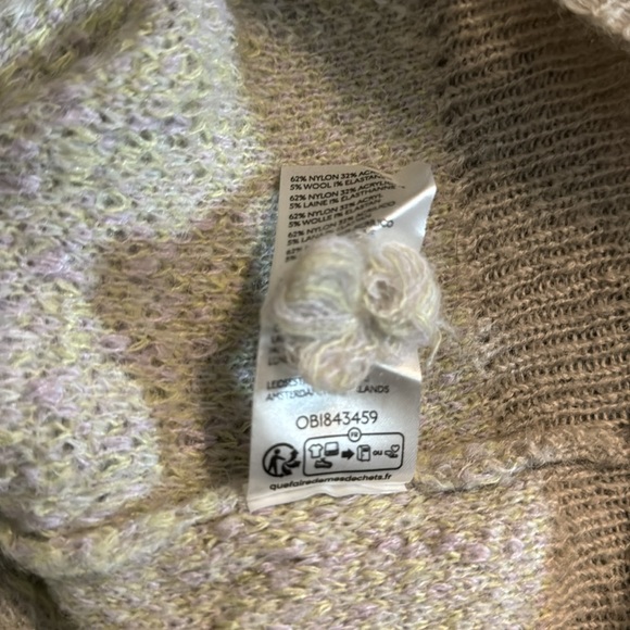 By Anthropologie Purple Beige Textured Oversized V-Neck Sweater Size XS - Picture 16 of 16